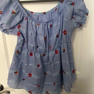 Cute embroidered babydoll top